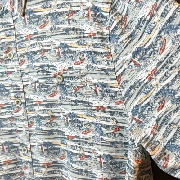 Age of Wisdom Mens Modal Tropical Surf Print Short Sleeve Button Shirt, Blue, XL - Picture 3 of 10